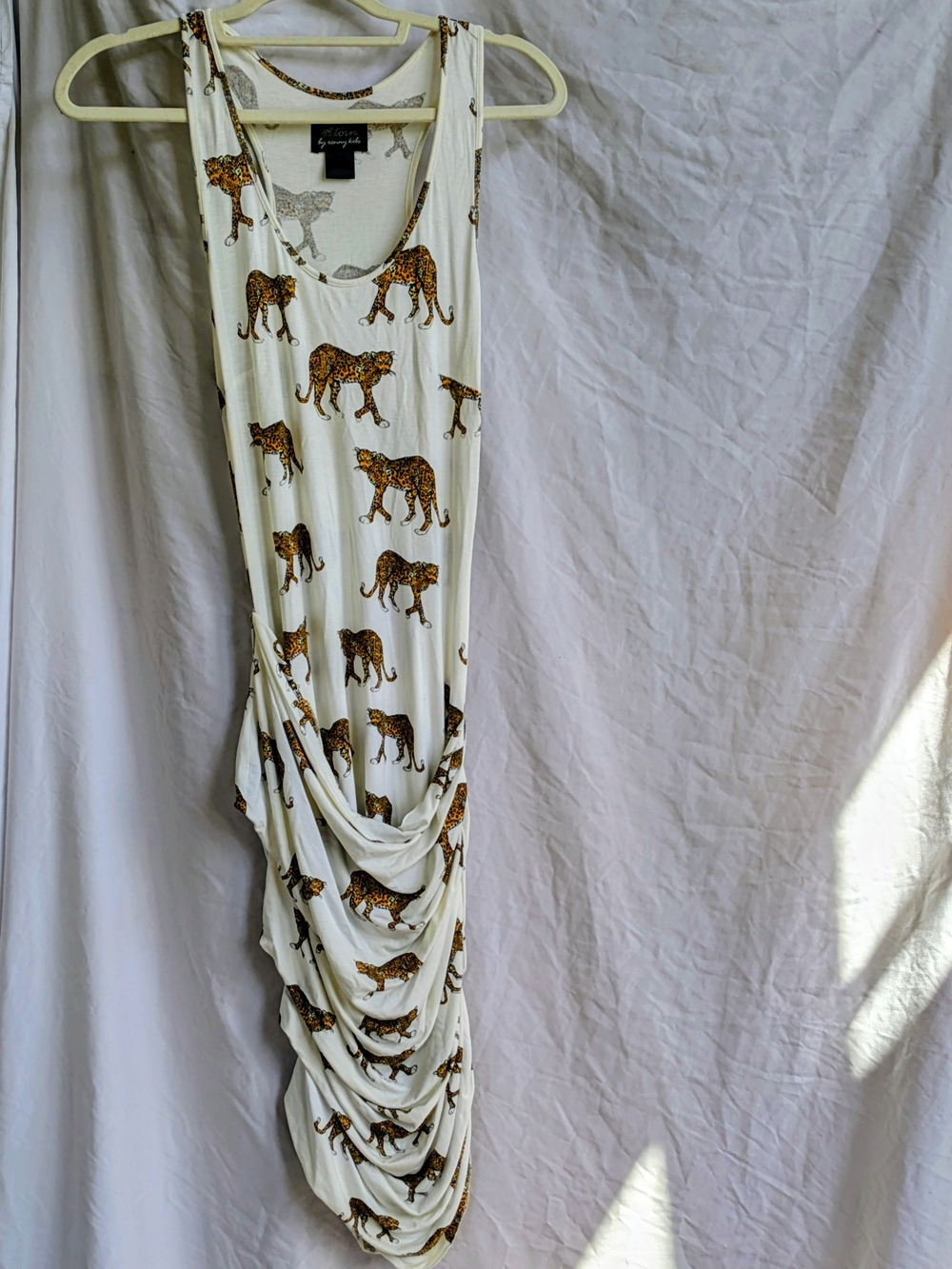 Torn by Ronny Kobo White Tank with Leopard Print